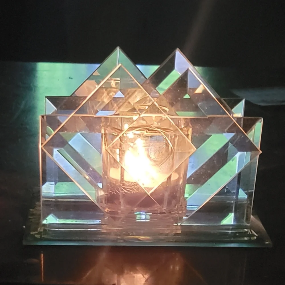 Vtg Kohl's Images Mirrored Votive Candle Holder W/Candle